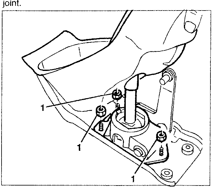 Gearshift lever knob removal diagram showing nuts and lever