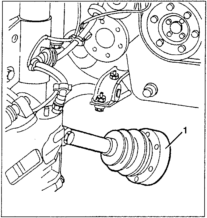 Diagram showing axle shaft being moved back to disconnect from intermediate shaft