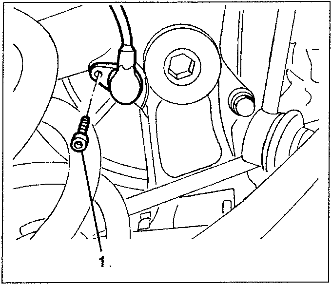 Inductive sensor attached to brake disk boot with a screw.