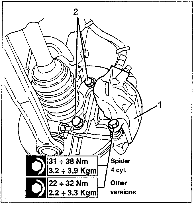 Brake caliper with torque specifications