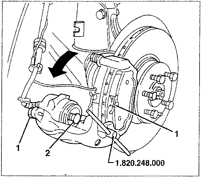 Brake caliper and piston adjustment with tool 1.820.248.000