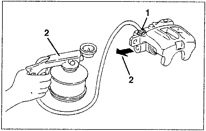 Diagram showing filling the caliper with brake fluid