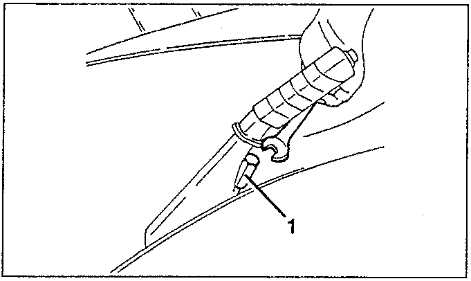 Diagram showing the front control cable with part labeled 1