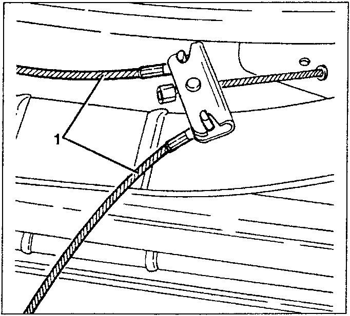 Parking brake cable disconnected from clamping bracket