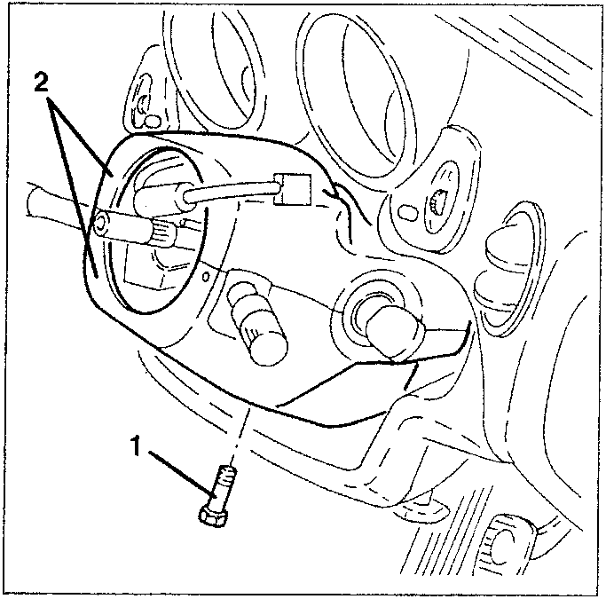 Steering column stalk assembly removal diagram showing components 1 and 2