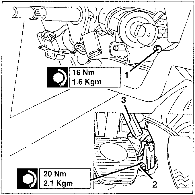 Steering column with torque specifications shown