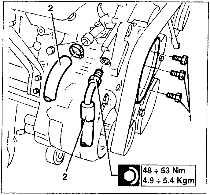 Power steering pump with pipes and bolts