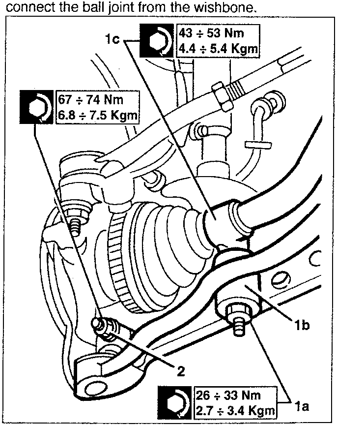 Wishbone components with torque specifications