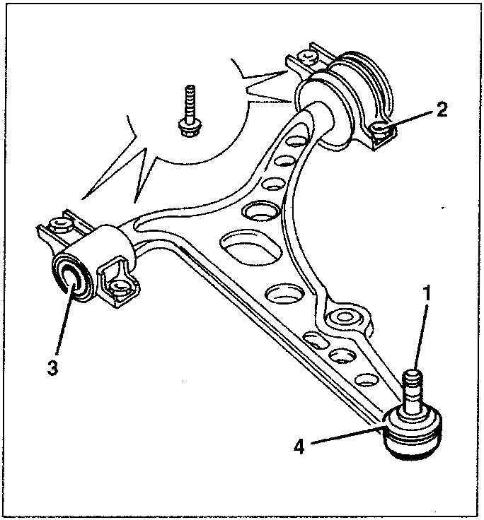 Front suspension component diagram showing wishbone parts