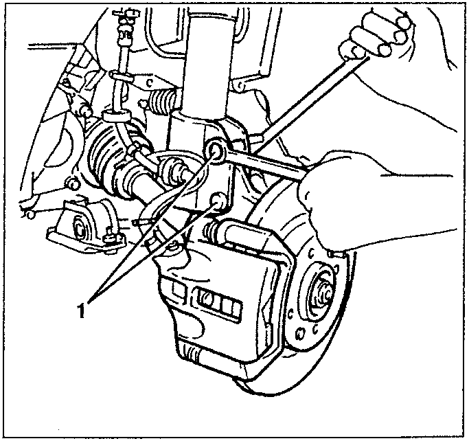 Diagram showing hands slackening bolts on wheel upright