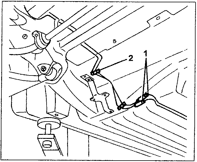 Diagram showing brake pipes disconnected from the body.