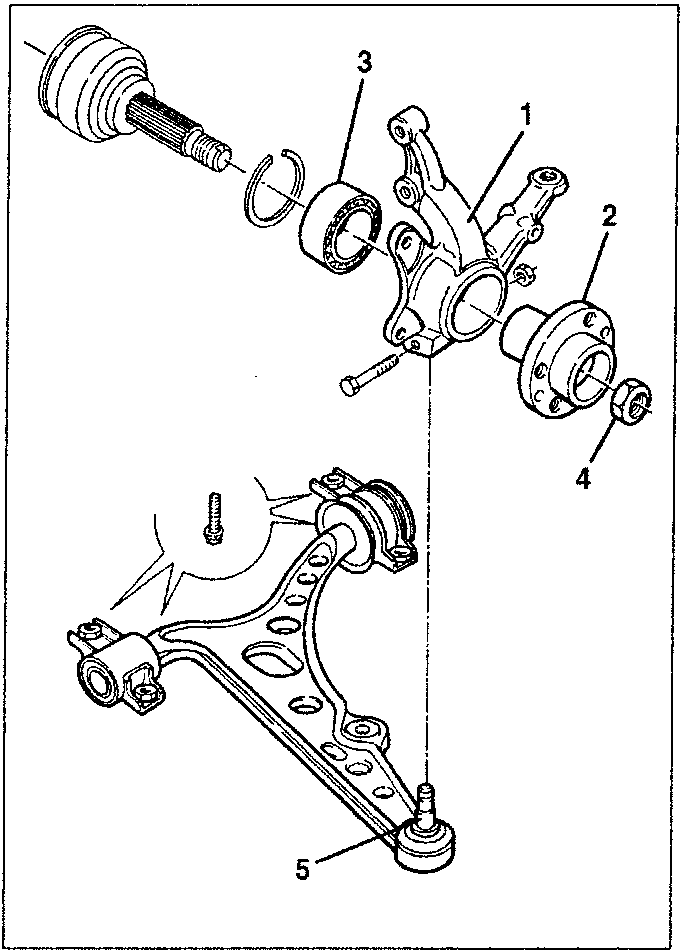 Diagram showing ball pin assembly with parts 1, 2, 3, 4, and 5