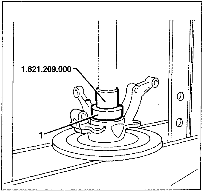 Diagram showing installing tool 1.821.209.000 inserting a bearing