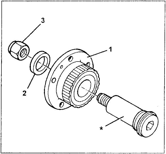 Diagram showing exploded view of rear wheel hub components with numbered parts