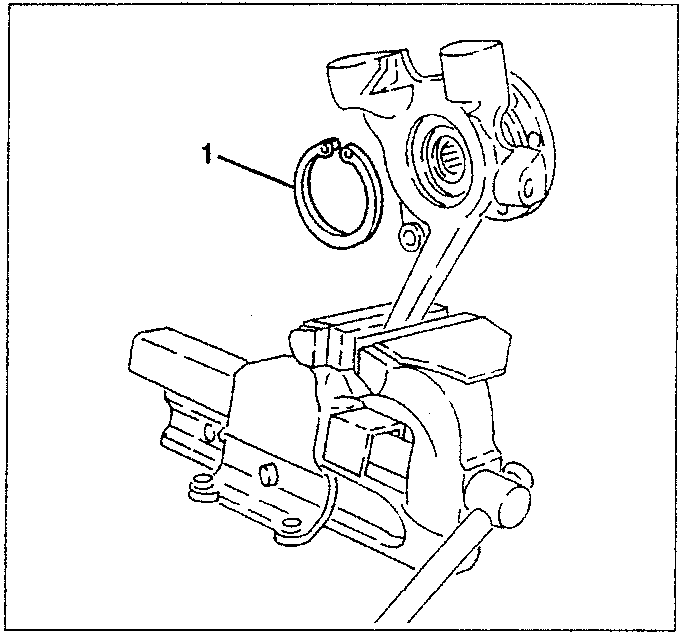 Diagram showing circlip 1 fitted into steering knuckle housing