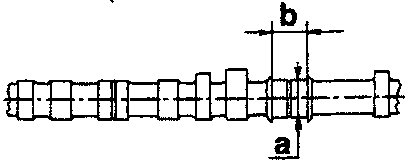Camshaft, journal a and shoulder width b