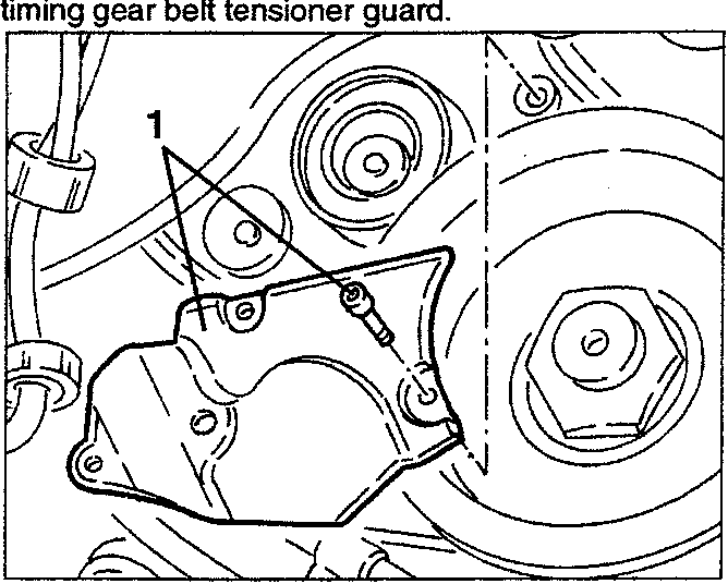 Timing gear belt tensioner guard removal