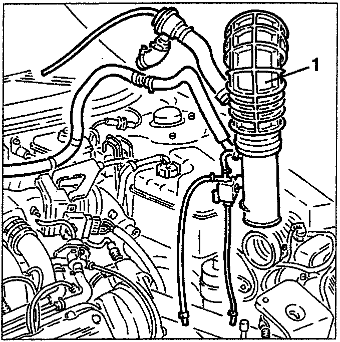 Engine diagram showing throttle potentiometer and coolant delivery pipe connections.