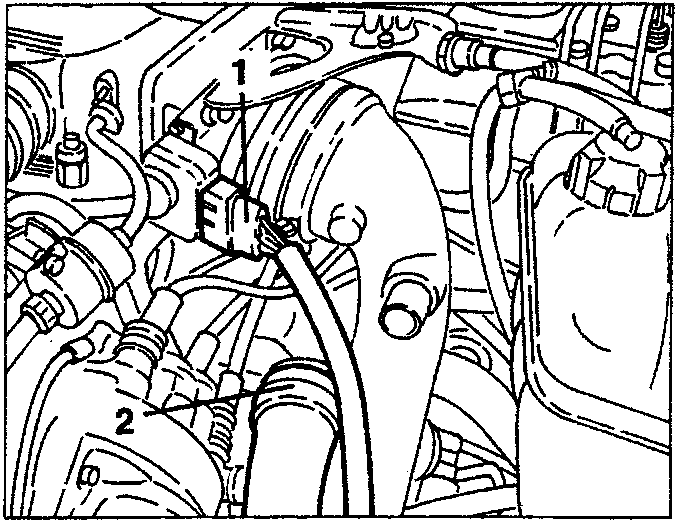 Engine diagram showing air takeoff pipe connection to constant idle speed actuator.