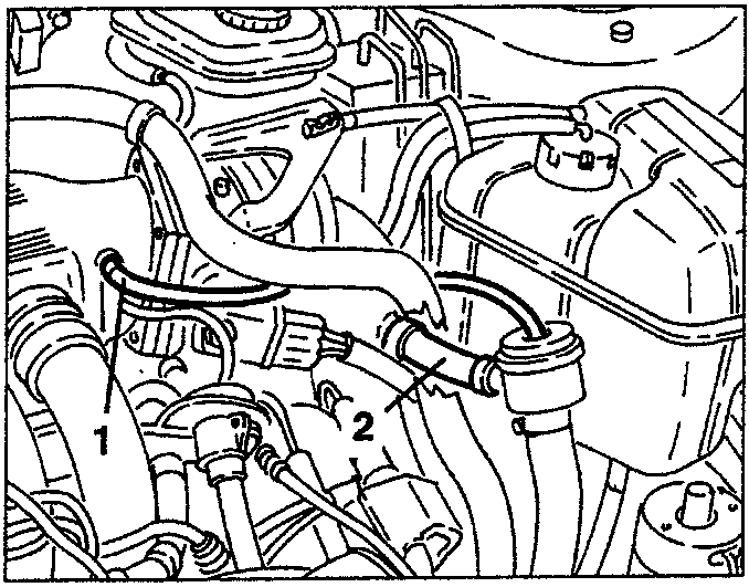 Engine diagram showing fuel injector and sensor locations