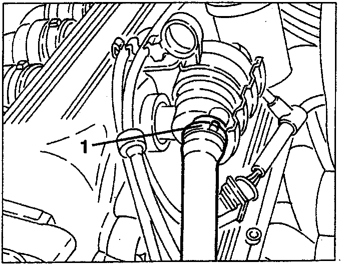 Close-up of air intake corrugated sleeve removal point.