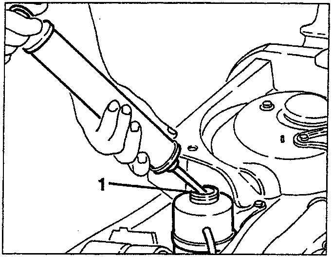 Using syringe to empty power steering tank