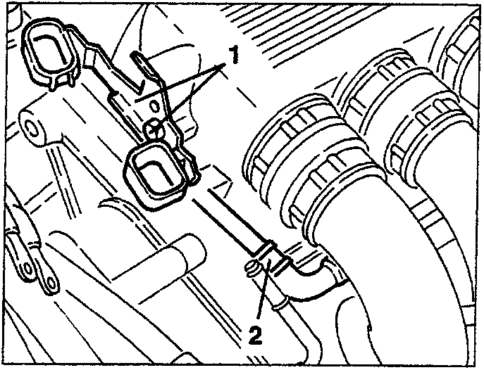 Engine diagram showing labeled parts 1, 2