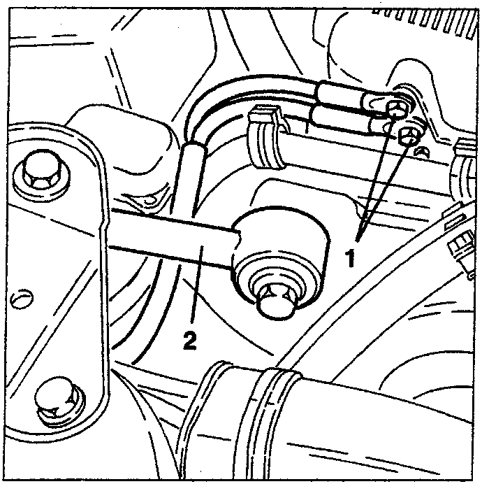 Engine stay connecting rod diagram showing labeled parts 1, 2