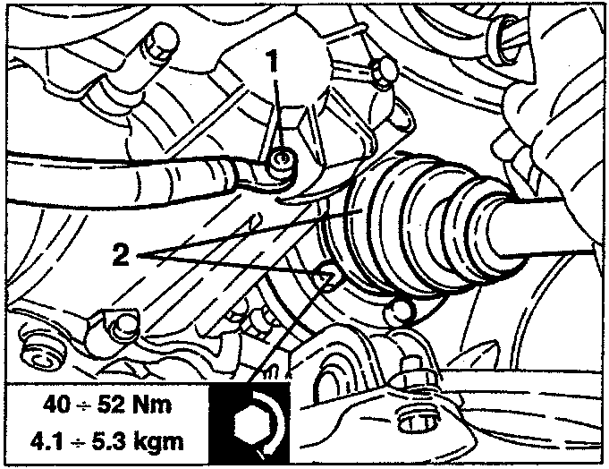 Axle shafts and gearbox connection