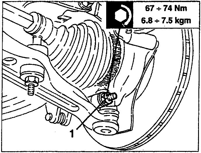 Wishbone bolts being slackened with torque specification