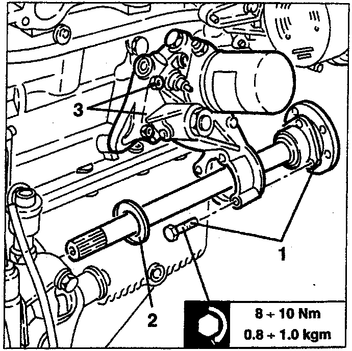 Gearbox-differential oil drain with torque specification 8 ÷ 10 Nm / 0.8 ÷ 1.0 kgm
