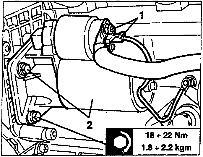 Starter motor with torque specification 18 ÷ 22 Nm / 1.8 ÷ 2.2 kgm