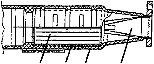 Catalytic converter cross-section diagram with numbered parts 1 to 4