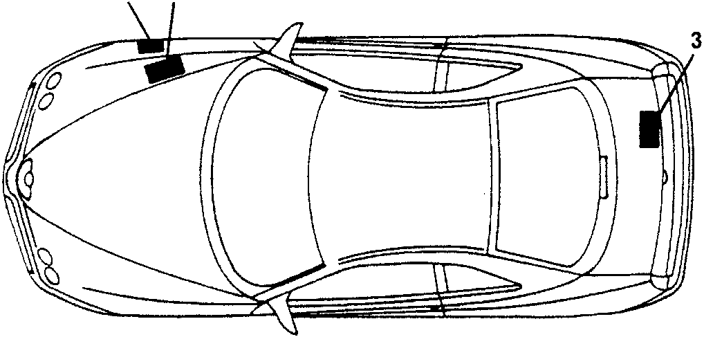 Top view of car showing identification plate locations