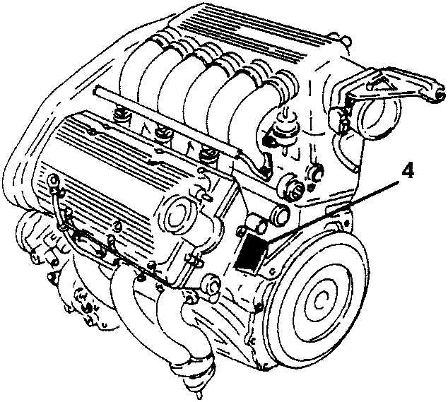 Engine assembly diagram with labeled component number four