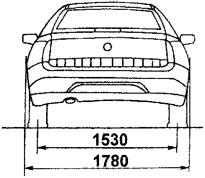 Rear view of car with width 1530 and height 1780