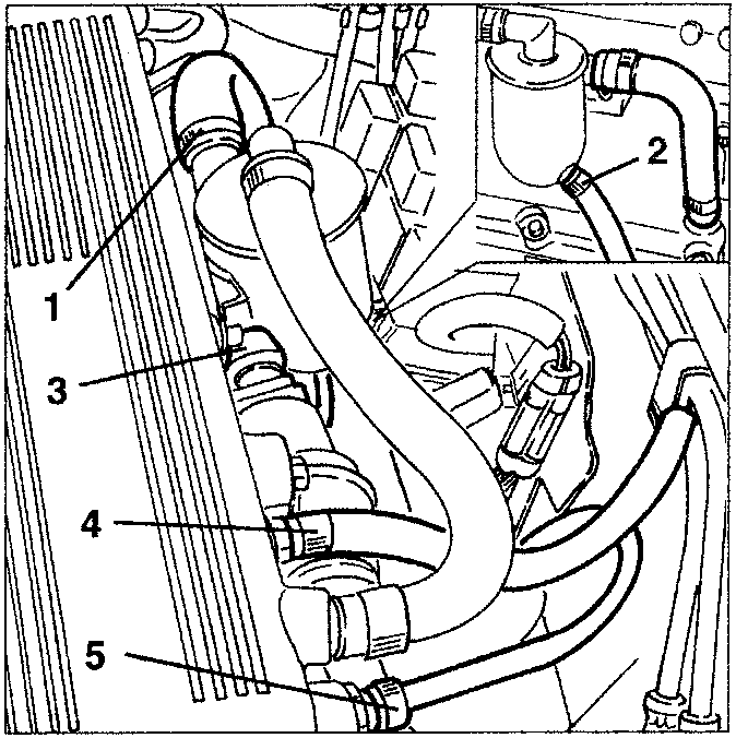 Diagram showing various pipes and connections to be disconnected