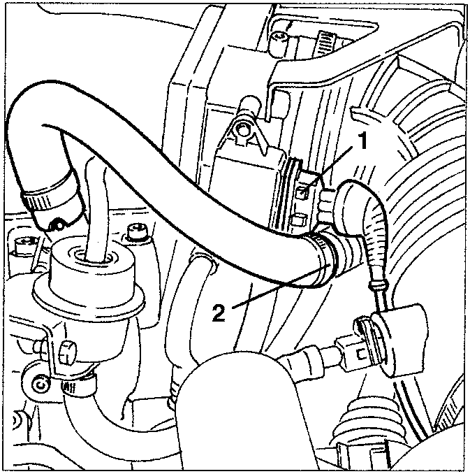 Engine diagram showing electrical and vapour recovery pipe disconnections