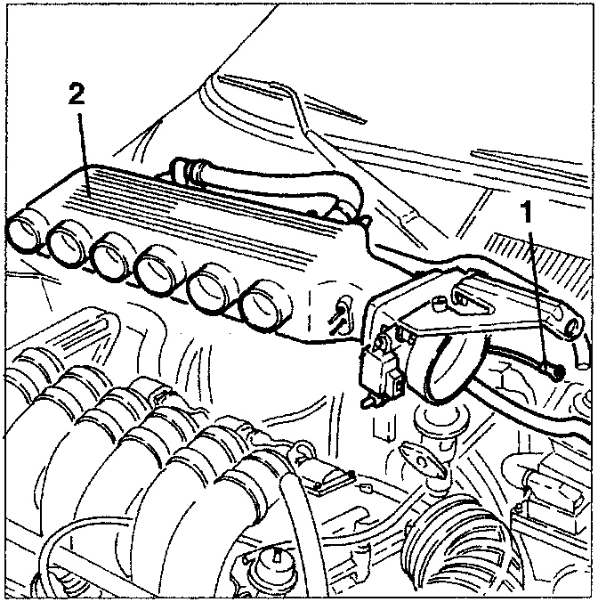 Engine diagram showing earth cable disconnected and intake box being removed