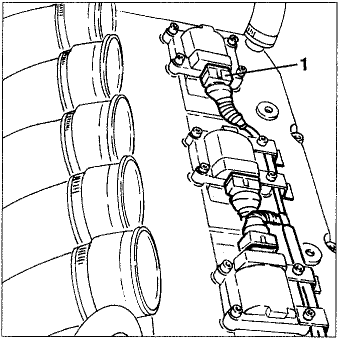 Right cylinder head with ignition coils and electrical connections
