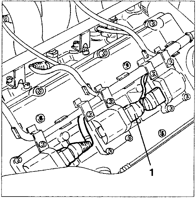 Left cylinder head with ignition coil and electrical connections