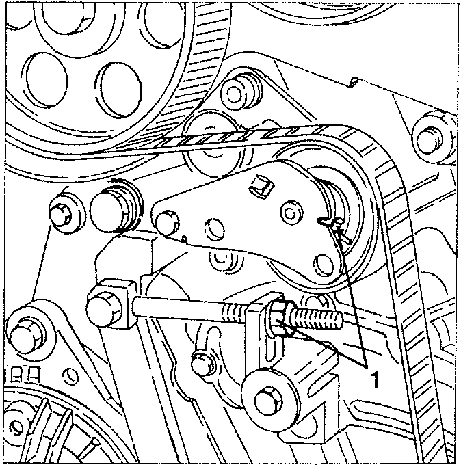 Diagram showing a mobile index being moved under a fixed notch of a tensioner.