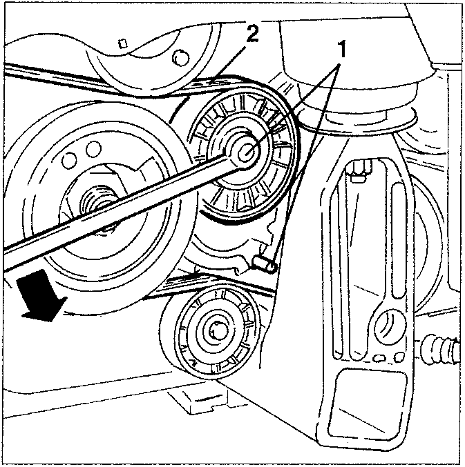 Auxiliary belt being prised off pulleys