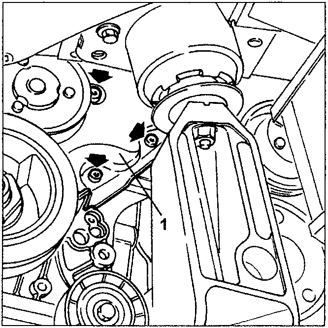 Engine with timing belt guard being removed, showing part 1