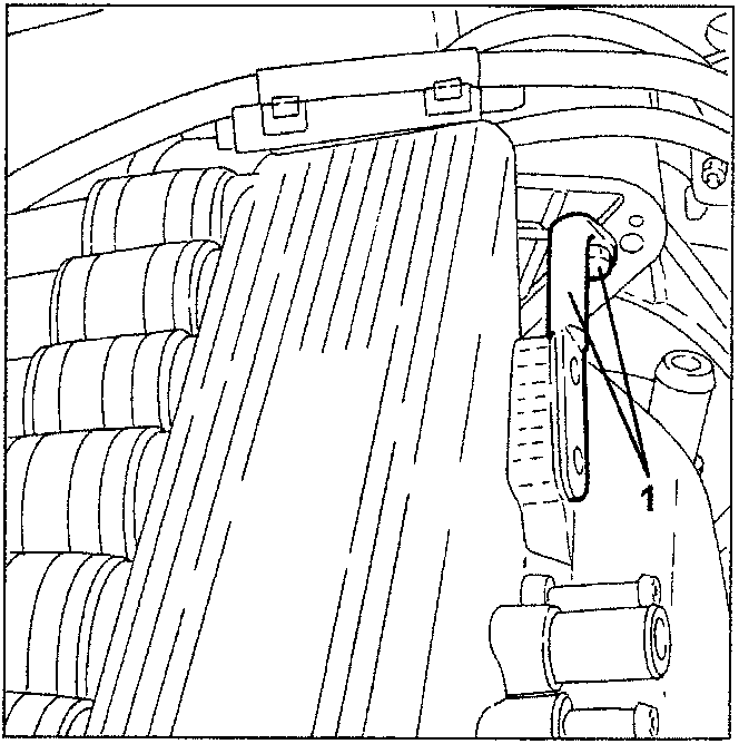 Diagram showing intake manifold connection to engine tie-rod