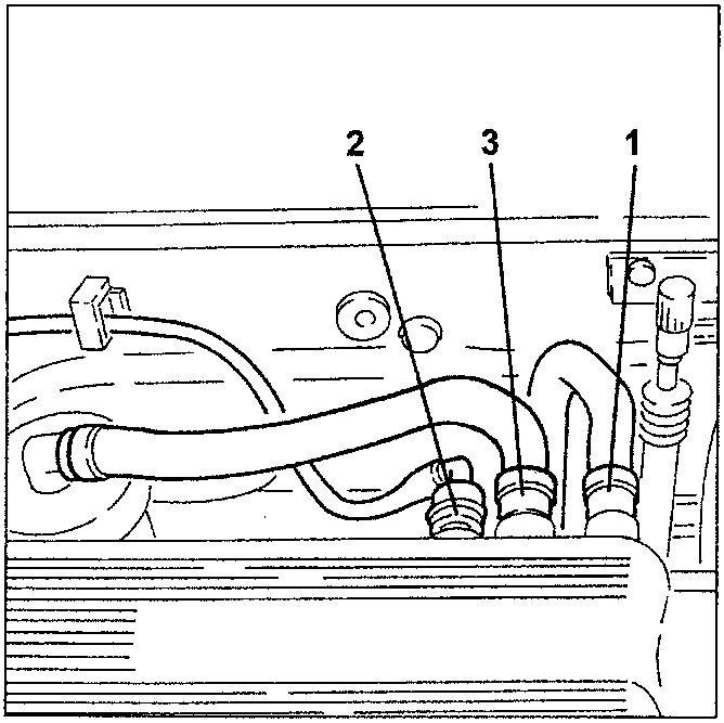 Diagram showing brake booster, fuel vapour and oil vapour pipes