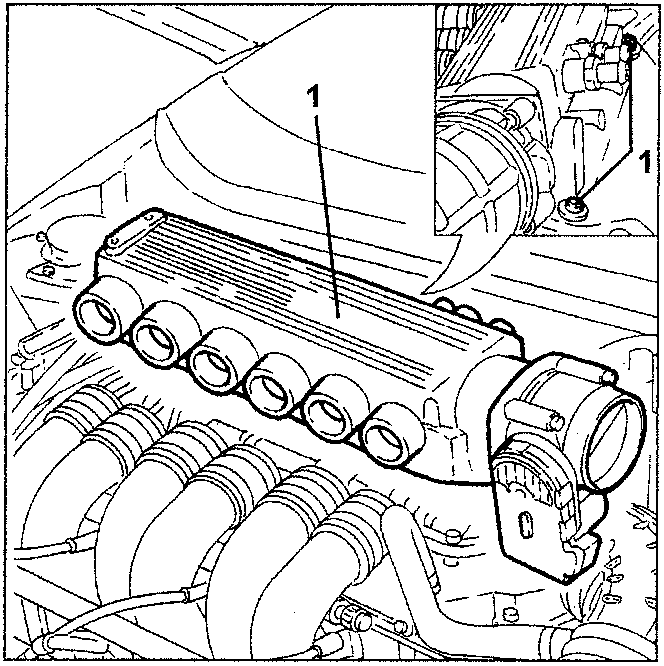 Engine diagram showing intake manifold removal