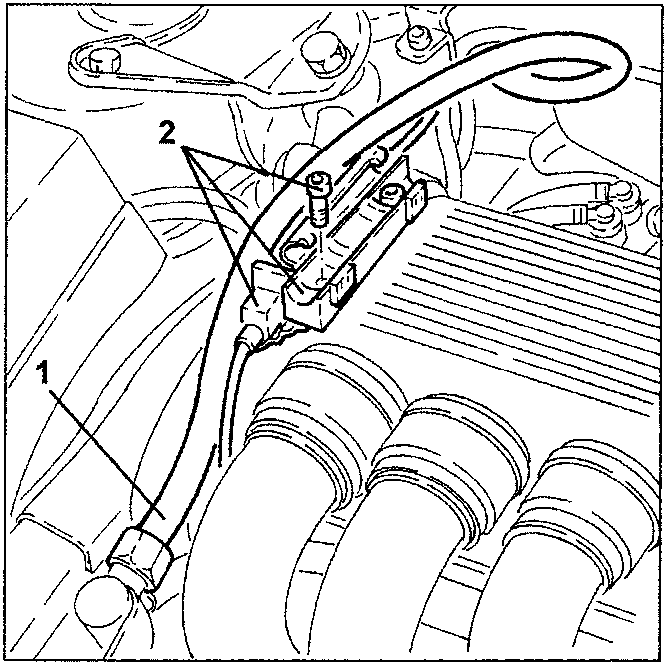 Engine diagram showing fuel delivery pipe and bracket