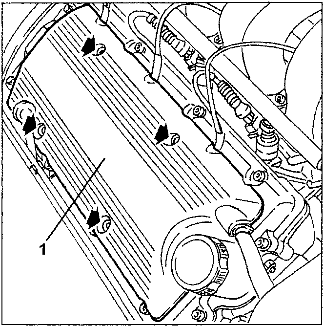 Left-hand cylinder head with ignition coils and fastening screws
