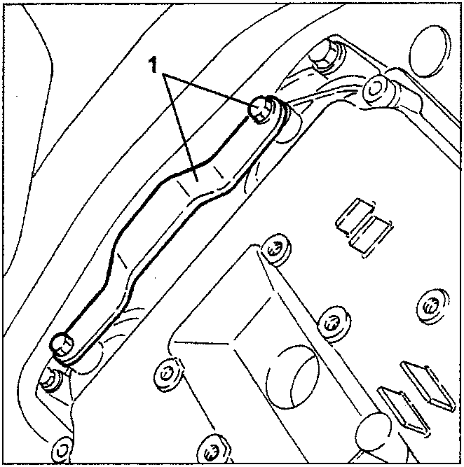 Diagram showing the left-hand cylinder head with a timing belt upper guard bracket nut, labeled as 1.
